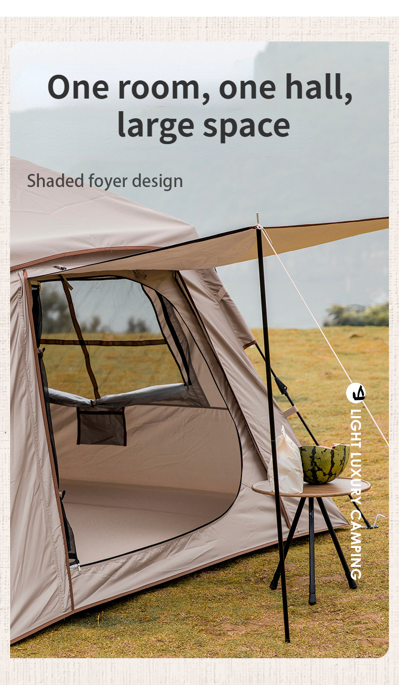 Cheap Goat Tents Outdoor Automatic Tent 150D Oxford Cloth Portable 3 4 Persons Fast Build Camping Tent With Door Awning Tarp   